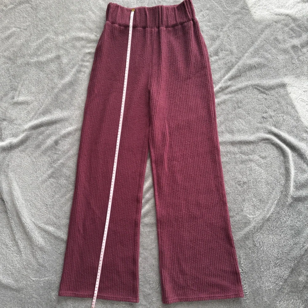 GIRL CRUSH GANG Wide Leg Waffle Pants - Dusty Rose/Muted Pink/Plum - Size S - Picture 8 of 9